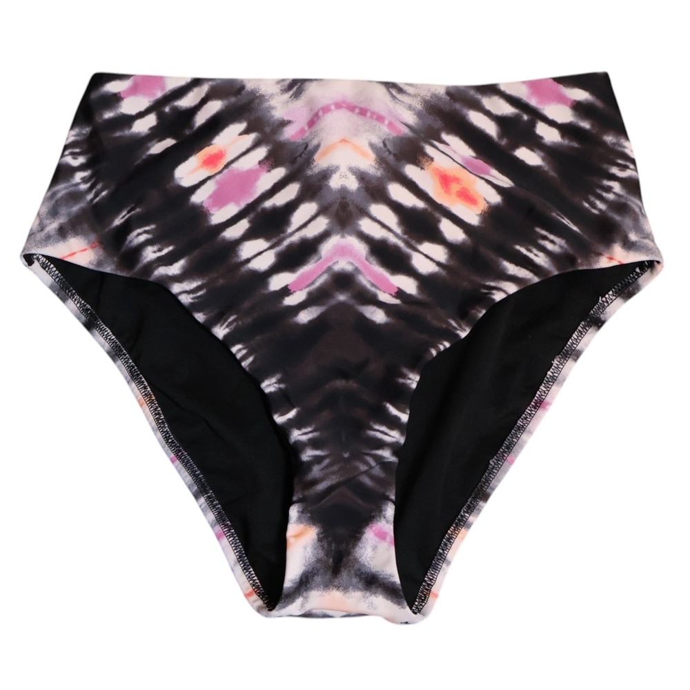Bar III High Waist Bikini Bottom XS Ink Dye Tie Dye Shibori Print Dark Feminine